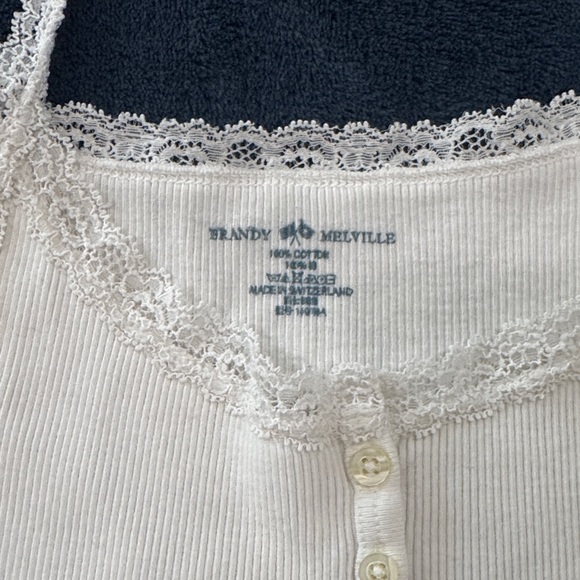 Brandy Melville White Lace Trim Top - Picture 2 of 3
